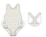 Preorder Samples S0723 Flower Floral Bows Girls Swimsuit Onesie