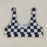 S0738 Black Plaid Summer Women Adult Swimsuit