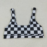 S0738 Black Plaid Summer Women Adult Swimsuit