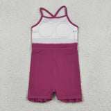 S0778 Solid Color Purple Pink Yoga Girl's Dress Onesie