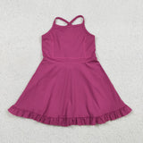 S0778 Solid Color Purple Pink Yoga Girl's Dress Onesie