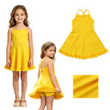 S0781 Solid Color Yellow Yoga Girl's Dress Onesie