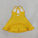 S0781 Solid Color Yellow Yoga Girl's Dress Onesie