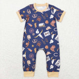 SR0187 Western Boots Skull Bull Baby Romper Boy