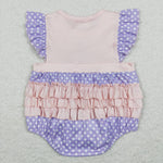 SR0377 Summer Ice cream Purple Dots Baby Girl Romper