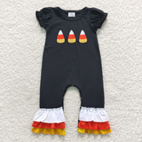 Halloween Embroidery Candy Corn Kids Sibiling Matching Clothes