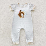 Thanksgiving Day Embroidery Turkey Kids Sibling Matching Clothes