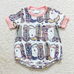 SR0437 Western Boots Baby Bubble Romper