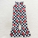 SR0445 Football Plaid Girl's Jumpsuit