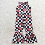SR0445 Football Plaid Girl's Jumpsuit
