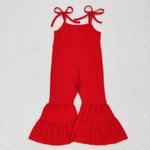 SR0450 Solid Red Girl's Jumpsuit