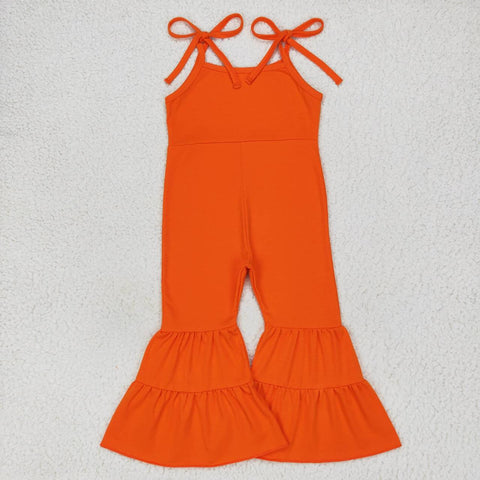 SR0451 Solid Orange Girl's Jumpsuit