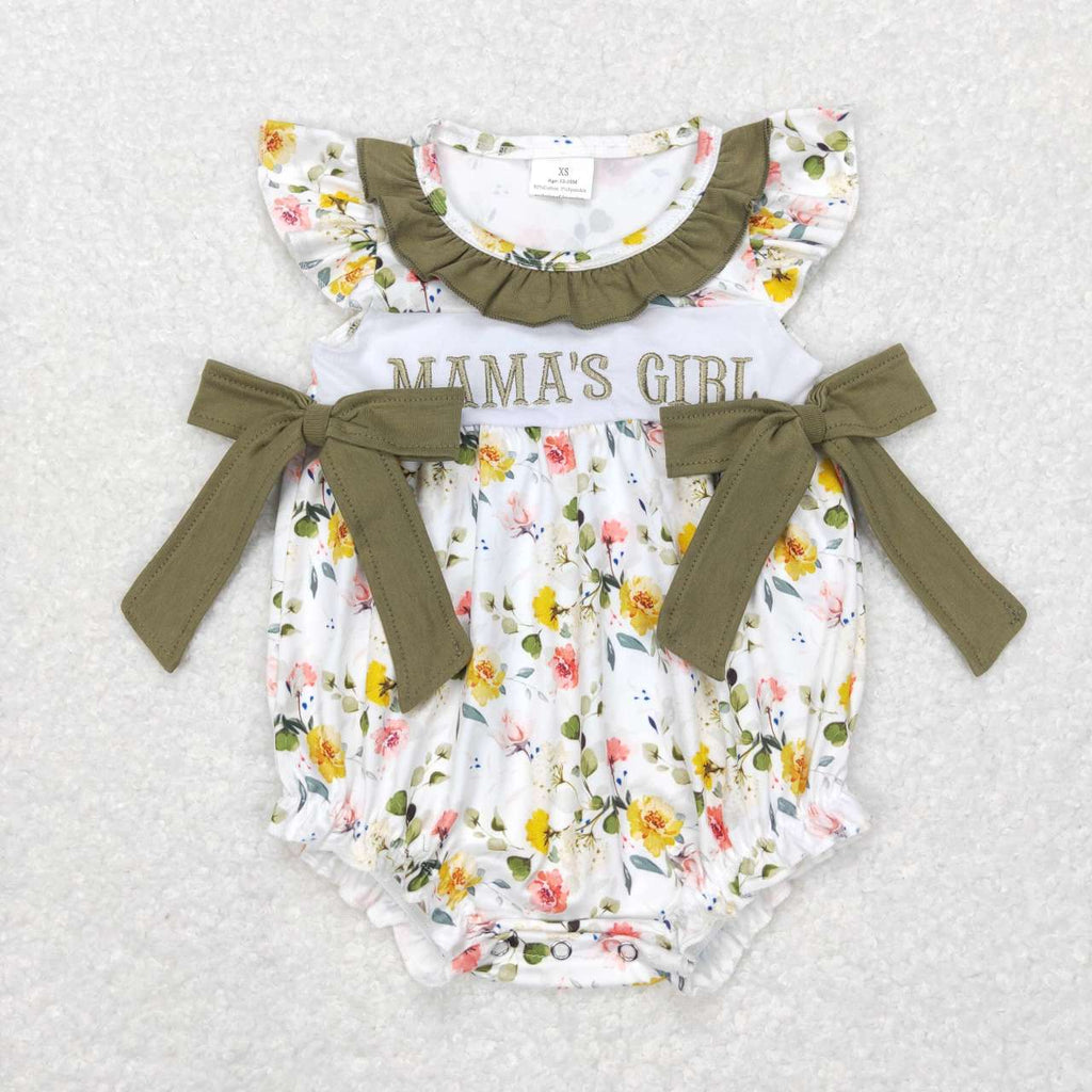 GSD0507/SR0478 Embroidery MAMA'S GIRL Flower Kids Sibling Matching Clothes