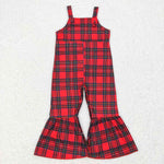 GLP0926 Christmas Red Green Plaid Overall Girl's Set