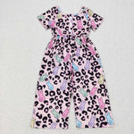 SR0481 Easter Bunny Leopard Girl's Jumpsuit