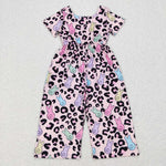 SR0481 Easter Bunny Leopard Girl's Jumpsuit