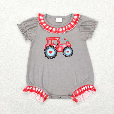 SR0489 Embroidery Valentine's Day Truck Baby Romper Girl