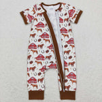SR0509 Farm Horse House Brown Baby Zip Sleeper