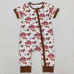 SR0509 Farm Horse House Brown Baby Zip Sleeper