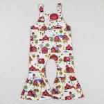 SR0512 Farm house horse Red Girl's Jumpsuit