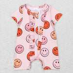 SR0524 Smiley face Ruffle Baby Romper Girl