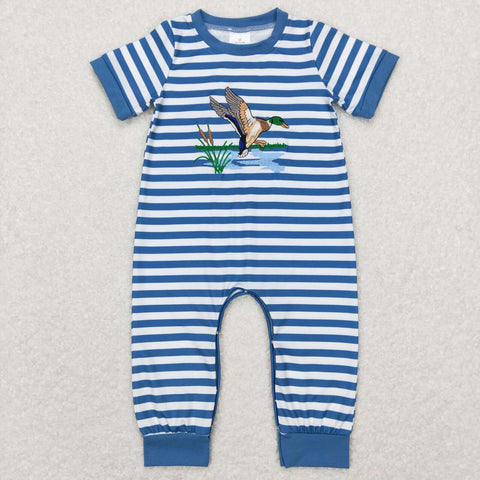 SR0554 Embroidery Mallard Blue Baby Romper Boy