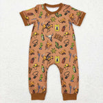 SR0569 Western Cactus Brown Baby Boy Romper