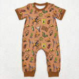 SR0569 Western Cactus Brown Baby Boy Romper