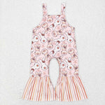 SR0577 Bunny flower Pink Stripe Girl's Jumpsuit