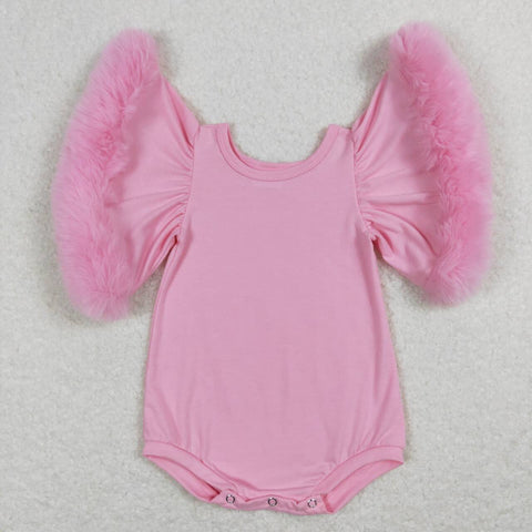 SR0583 Fur Pink Baby Bubble Romper