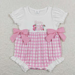 SR0588 Little Sister Pink Plaid Baby Girl Romper