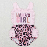 SR0596 MAMA'S Girl Leopard Pink Baby Girl Romper