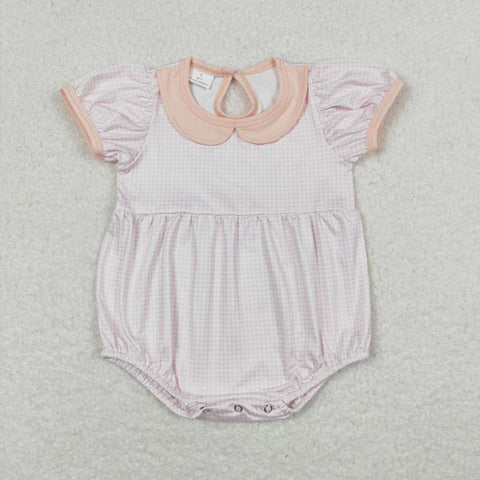 SR0597 Pink Plaid Baby Bubble Romper Girl