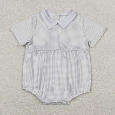 SR0598 Pink Plaid Baby Bubble Romper Boy