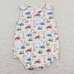 SR0602 Truck Car Sky Blue Baby Romper Boy