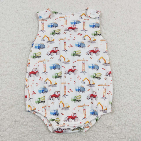 SR0602 Truck Car Sky Blue Baby Romper Boy