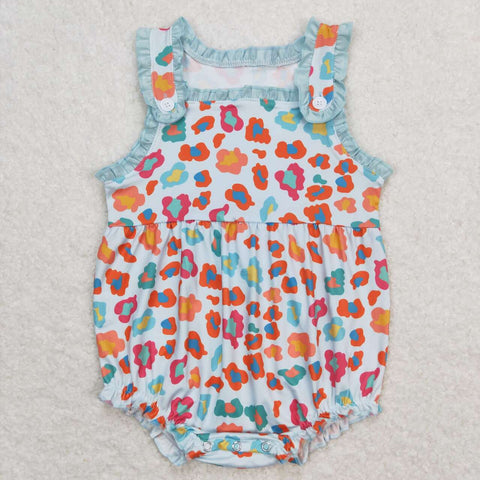 SR0604 Colorful Leopard Baby Bubble Romper Girl