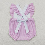 SR0620 Embroidery Easter Rabbit Pink Girl Romper