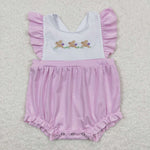 SR0620 Embroidery Easter Rabbit Pink Girl Romper