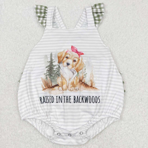 SR0658 Dog Raised In the Backwoods Green Girl Romper