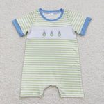 SR0704 Embroidery Easter Bunny Egg Baby Boy Romper