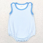 SR0711 Sky Blue Pink Stripe Baby Boy Romper