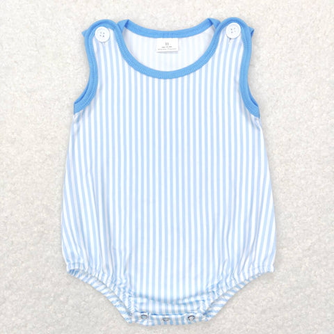 SR0711 Sky Blue Pink Stripe Baby Boy Romper