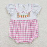 SR0722 Embroidery Easter Bunny Carrot Baby Girl Romper