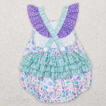 SR0735 Ocean Shell Starfish Purple Baby Girl Romper