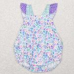 SR0735 Ocean Shell Starfish Purple Baby Girl Romper