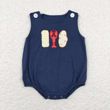 SR0740 Embroidery Crawfish Potato Baby Boy Romper