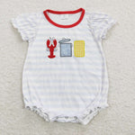 SR0743 Embroidery Crawfish Baby Girl Romper