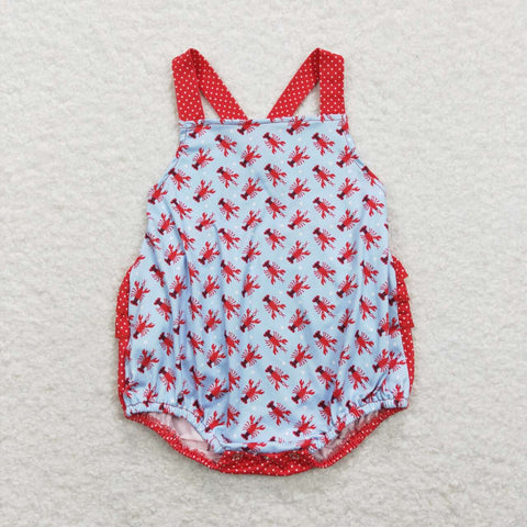 SR0745 Crawfish Red Baby Girl Romper