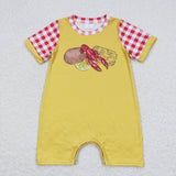 SR0770 Crawfish Potatoes Corn Yellow Baby Boy Romper